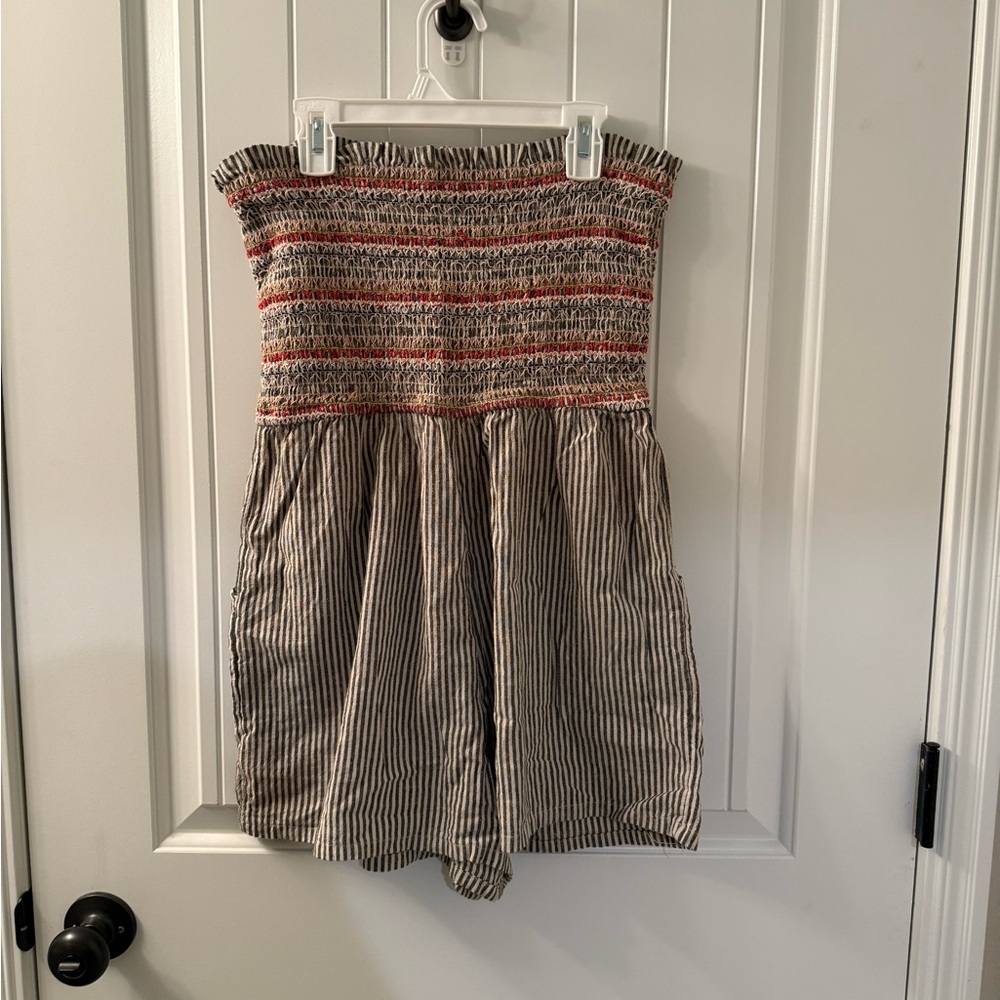 American Eagle Striped Strapless Romper